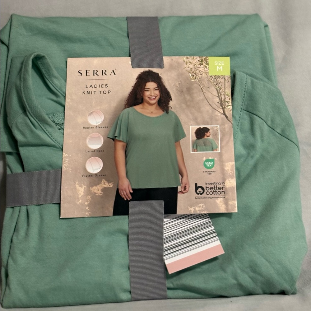 Green Short Sleeve Knit Top - Picture 2 of 5